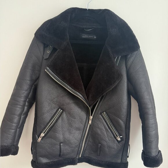 Short Oversized Faux Leather Moto Coat - Picture 1 of 3